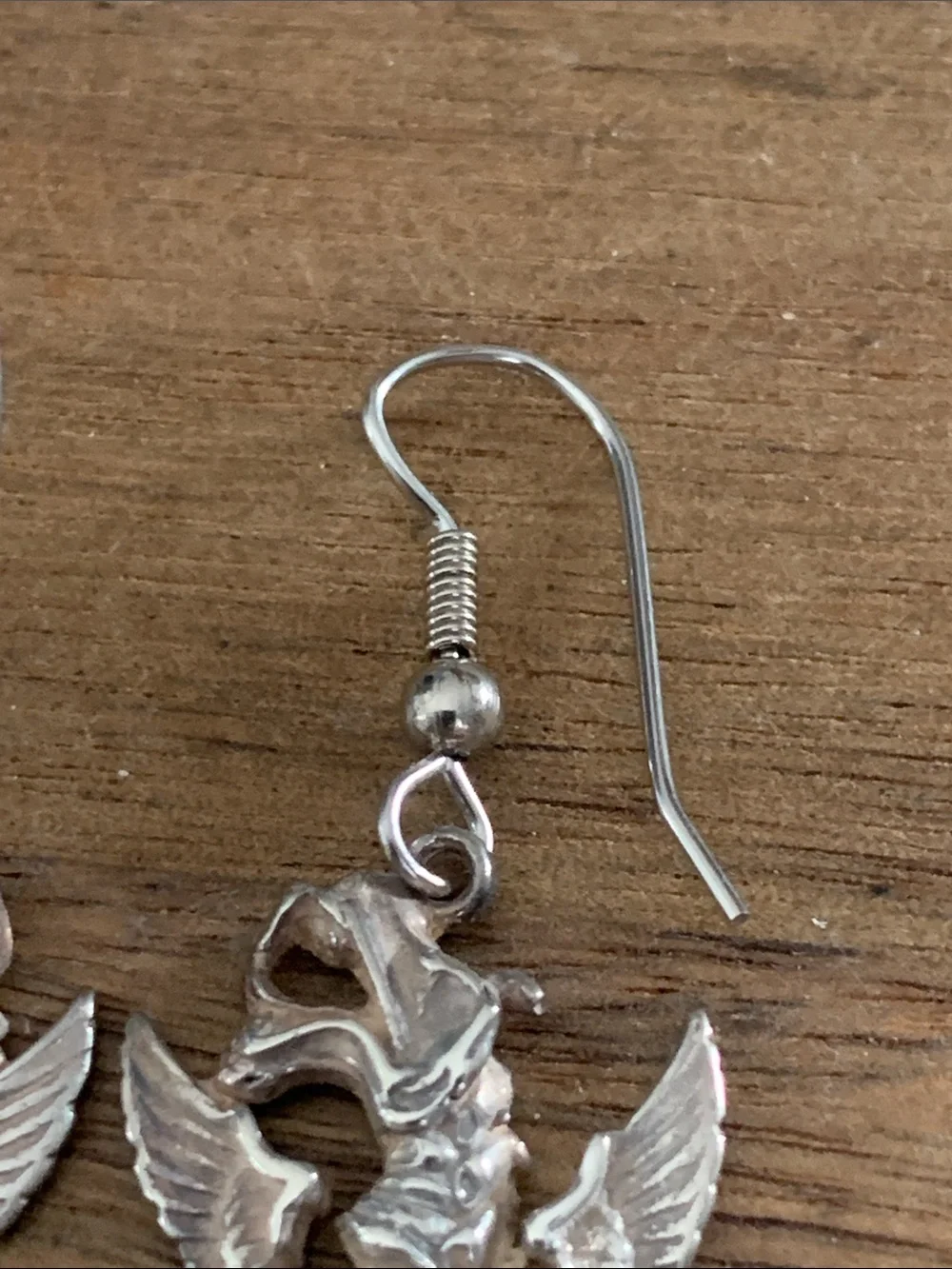 Sterling Silver Heart & Wing Dragon Drop Earrings